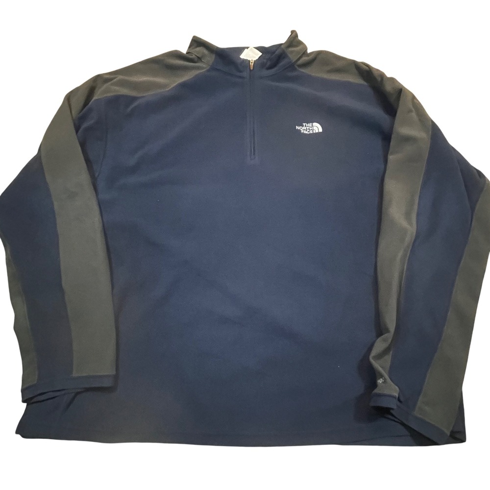 The North Face‎ Mens TKA 100 Fleece Quarter Zip Pullover Navy Blue Grey XXL